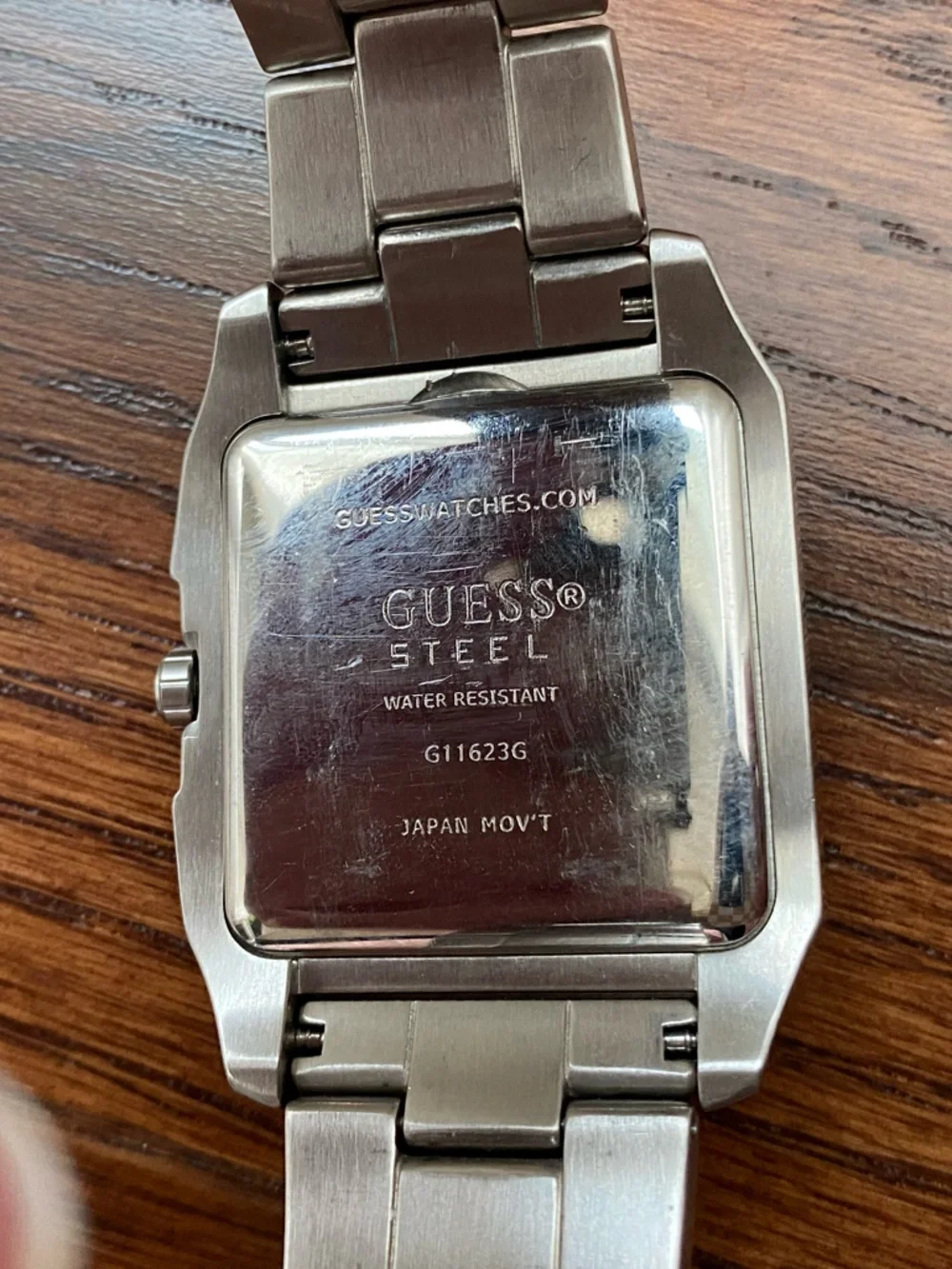 GUESS Silver Stainless Steel Rectangular Men's Watch